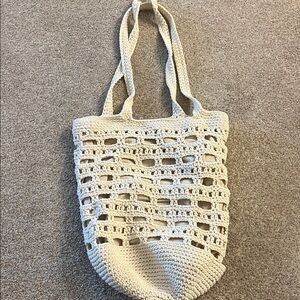 Elegant Cream Crochet Tote Bag
